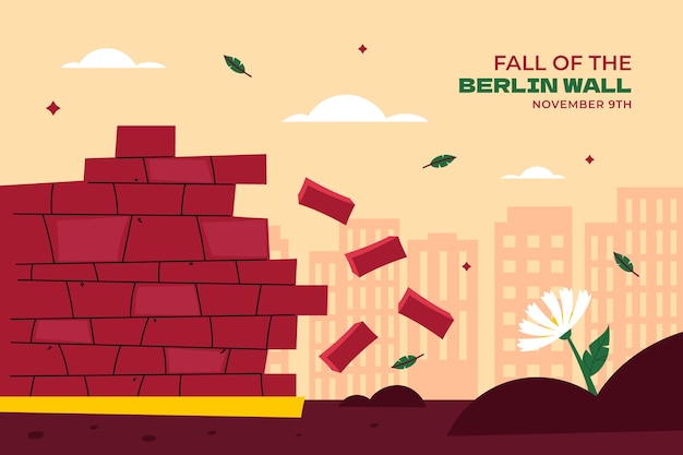 Free Vector flat fall of the berlin wall background