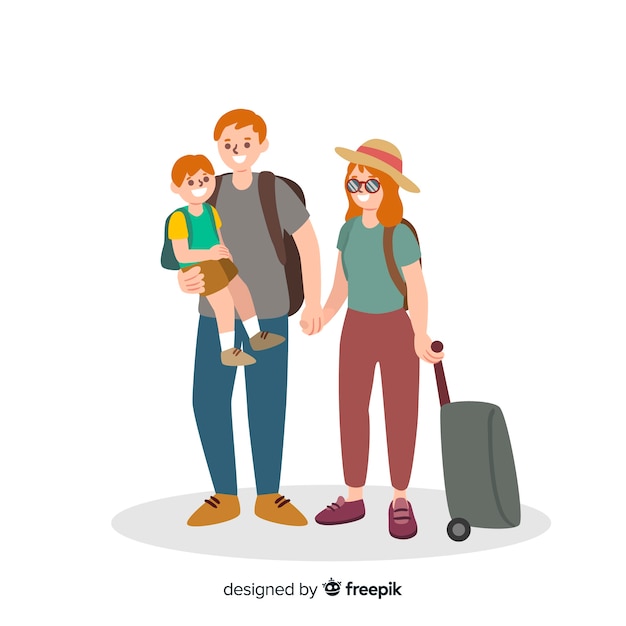 Free Vector flat family traveling background