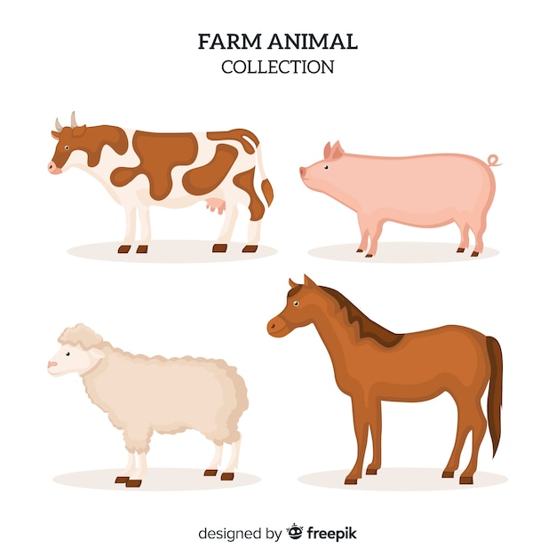 Flat farm animal collection