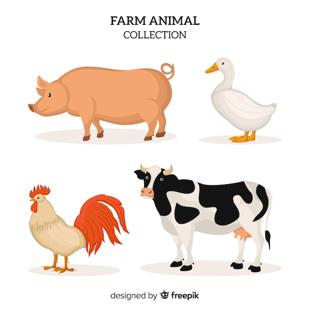 Flat farm animal collection