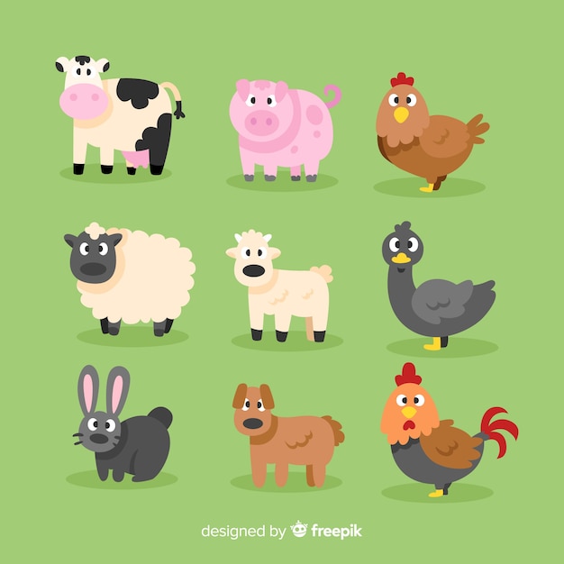 Flat farm animal collection