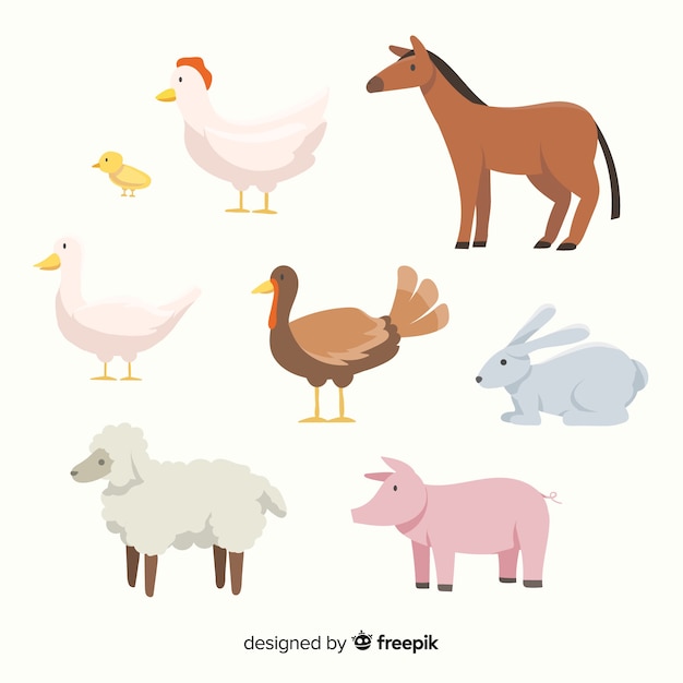 Flat farm animal collection