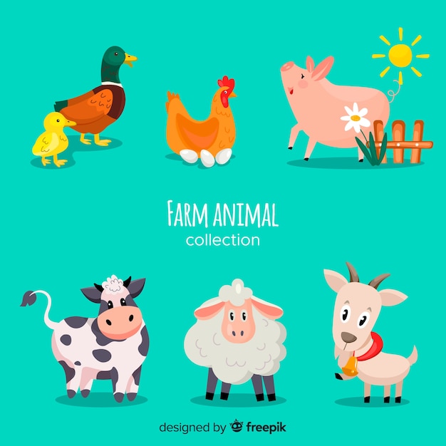 Flat farm animal collection