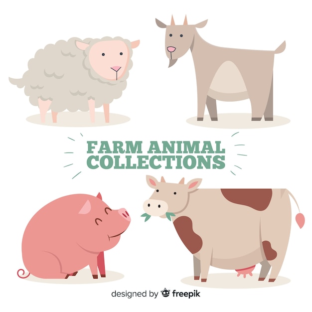 Flat farm animal collection