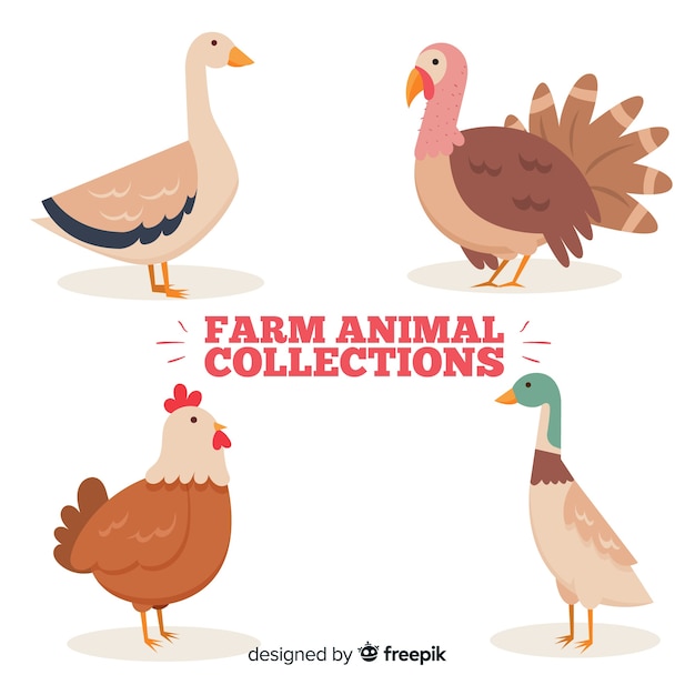 Free Vector flat farm animal collection