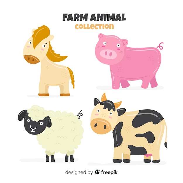 Flat farm animal collection