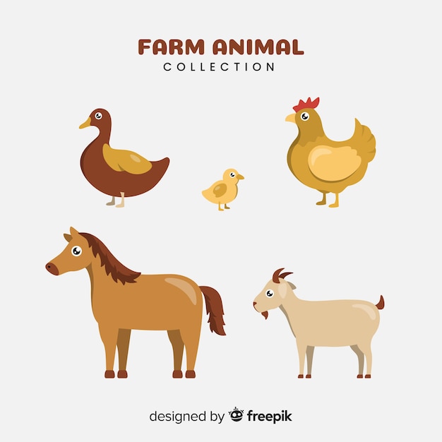 Flat farm animal collection