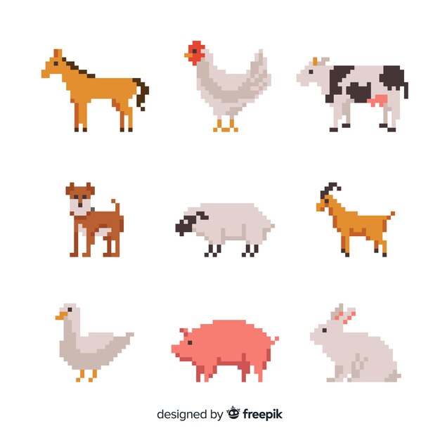 Flat farm animal collection