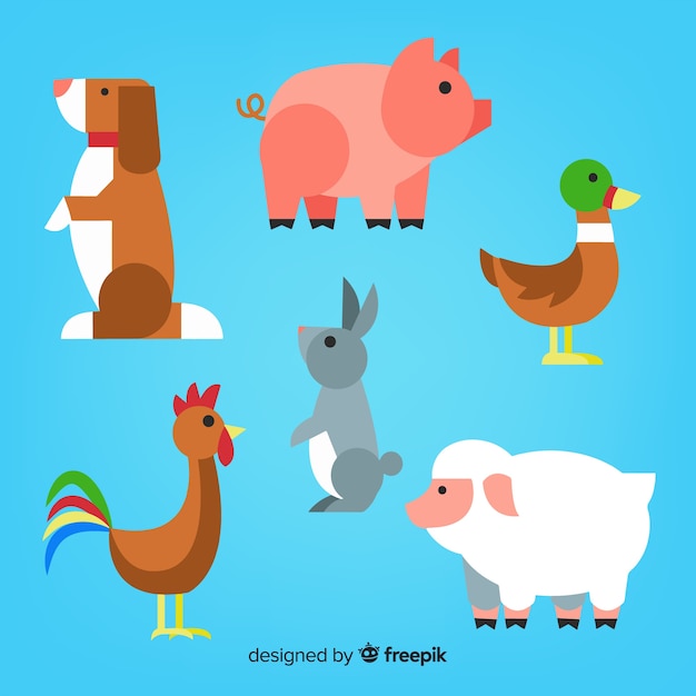 Flat farm animal collection