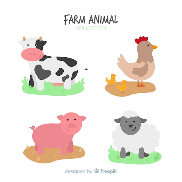 Flat farm animal collection