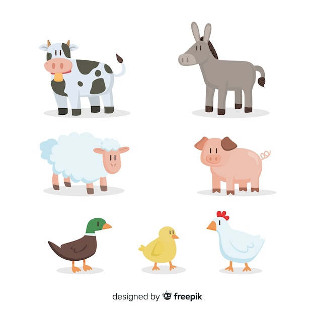 Flat farm animal collection