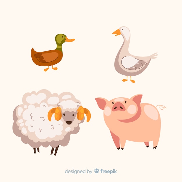 Flat farm animal collection