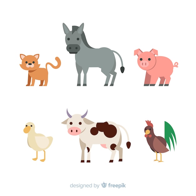 Flat farm animal collection