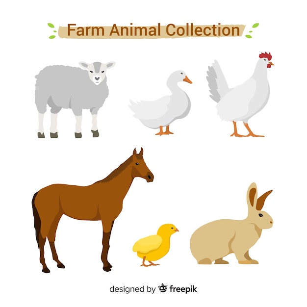 Flat farm animal collection