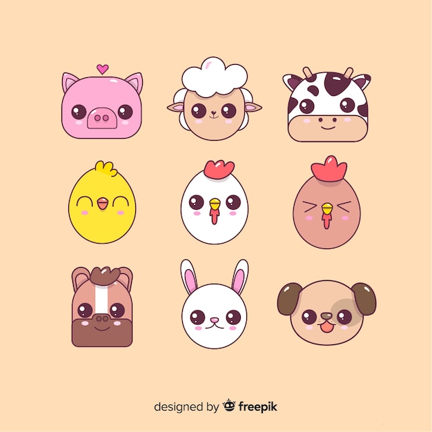 Flat farm animal collection