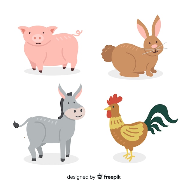 Flat farm animal collection