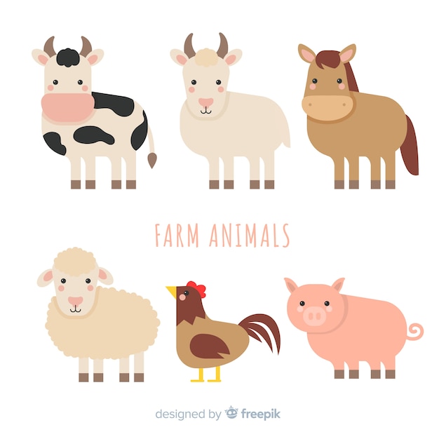 Flat farm animal collection