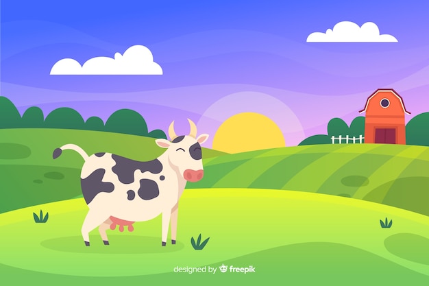 Flat farm landscape background