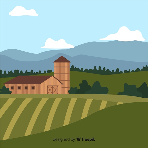 Free Vector flat farm landscape