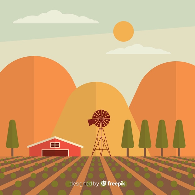 Free Vector flat farm landscape