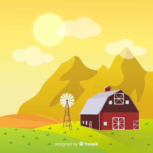 Free Vector flat farm landscape