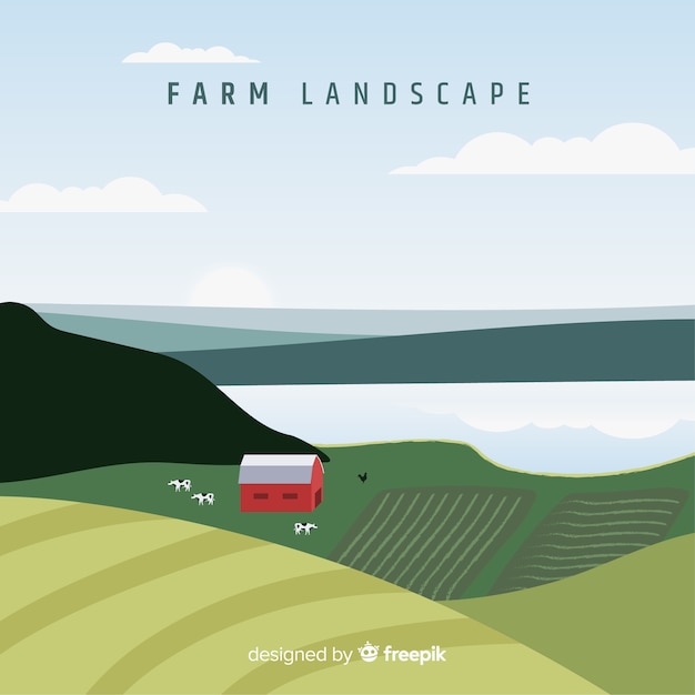 Free Vector flat farm landscape