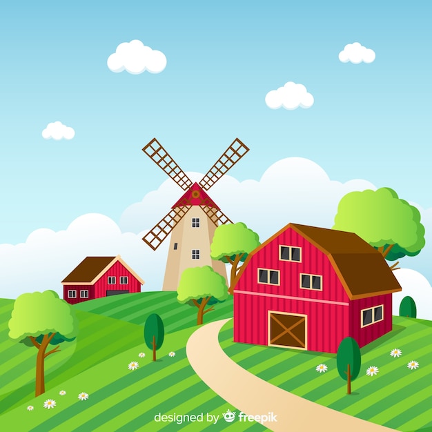 Free Vector flat farm landscape