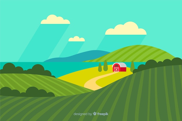 Flat farm landscape