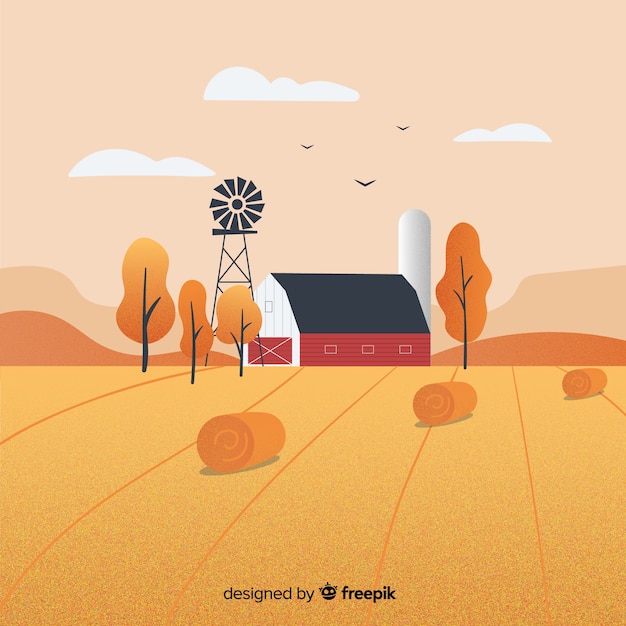 Free Vector flat farm landscape