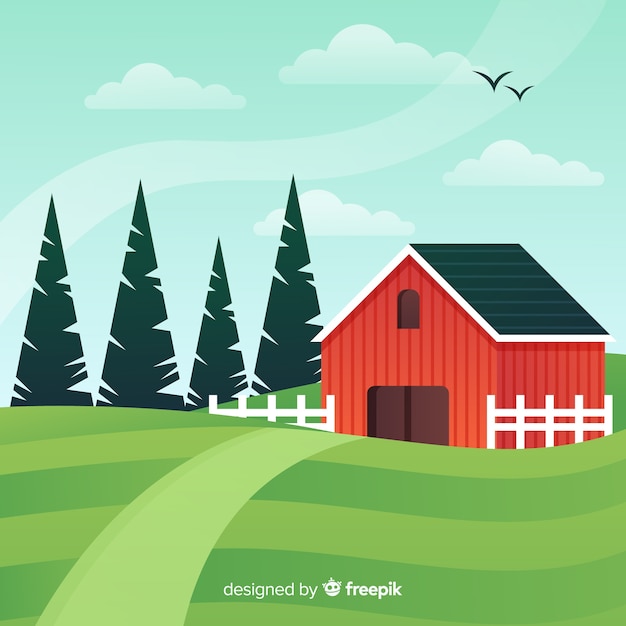 Free Vector flat farm landscape