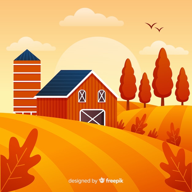 Free Vector flat farm landscape