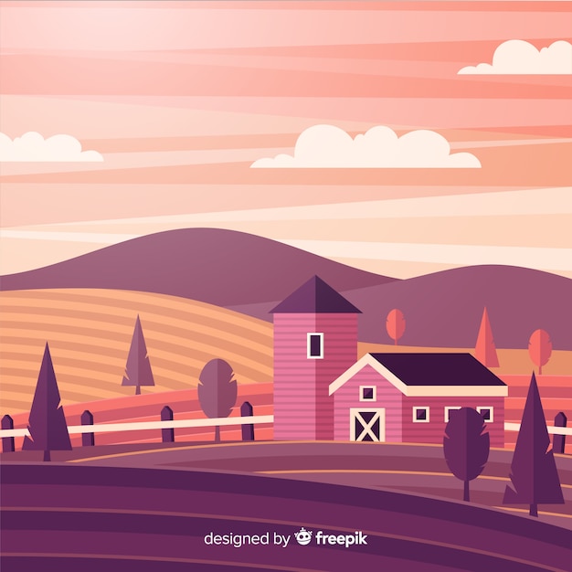 Free Vector flat farm landscape