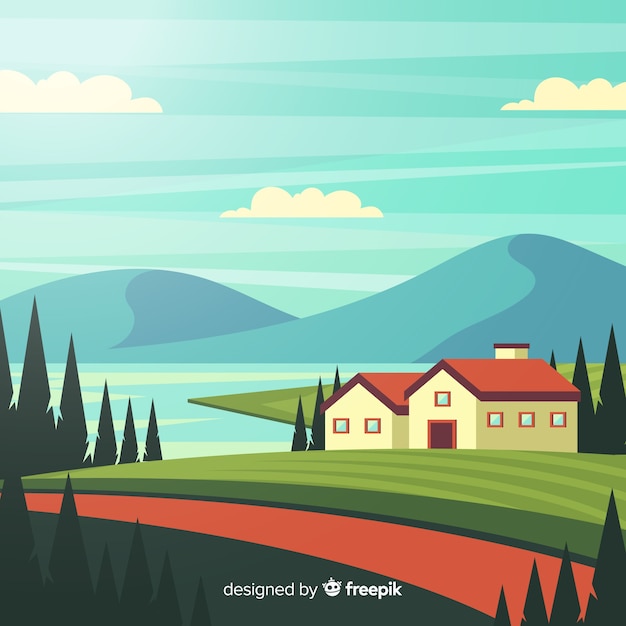 Free vector flat farm landscape