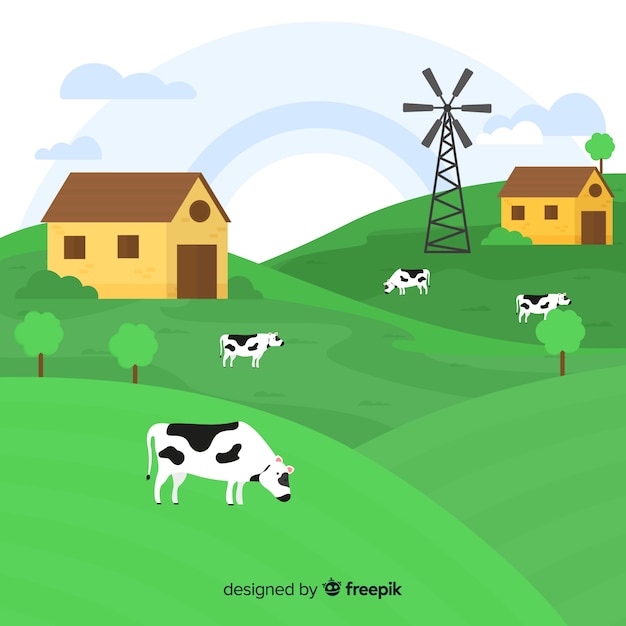 Free Vector flat farm landscape