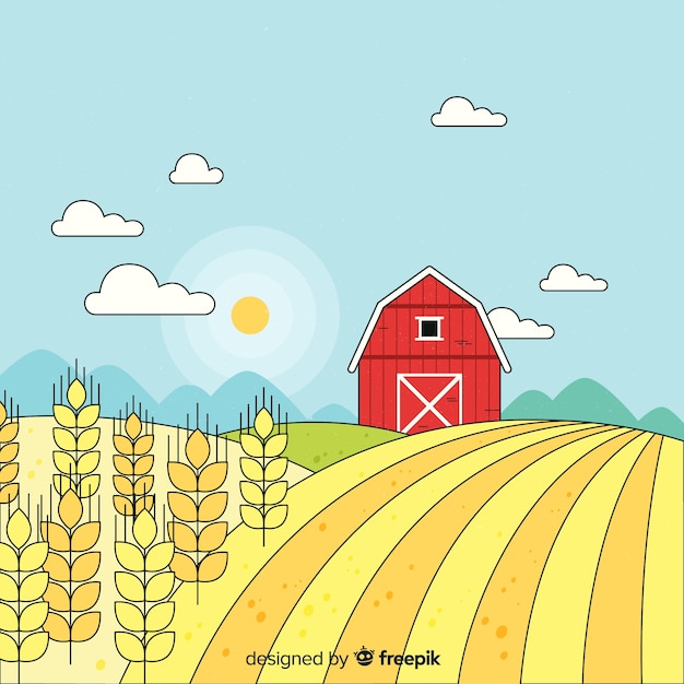 Free Vector flat farm landscape