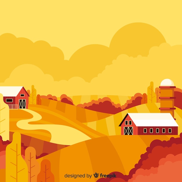 Free Vector flat farm landscape