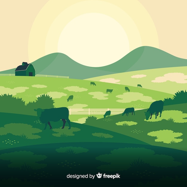 Free Vector flat farm landscape