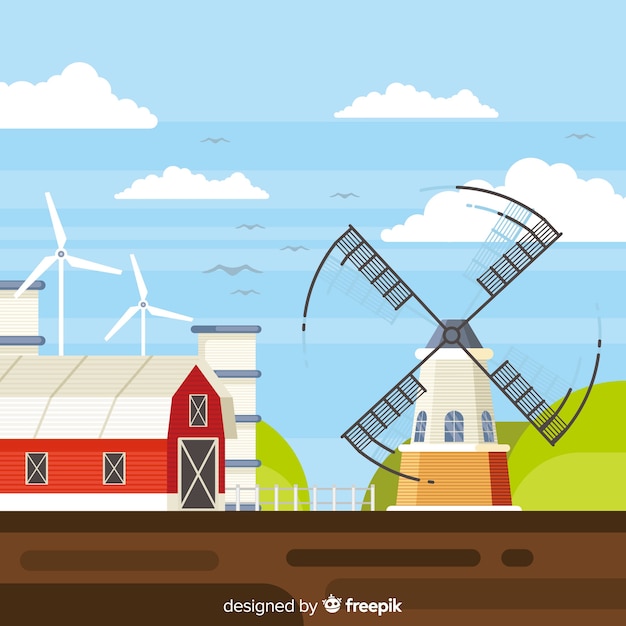 Free vector flat farm landscape