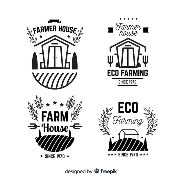 Flat farm logo collection