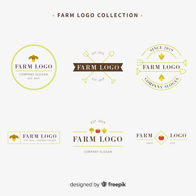 Free Vector flat farm logo collection