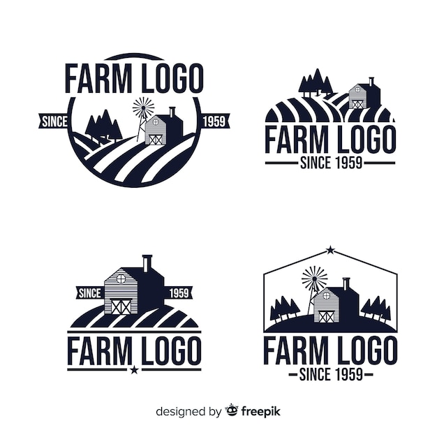 Flat farm logo collection