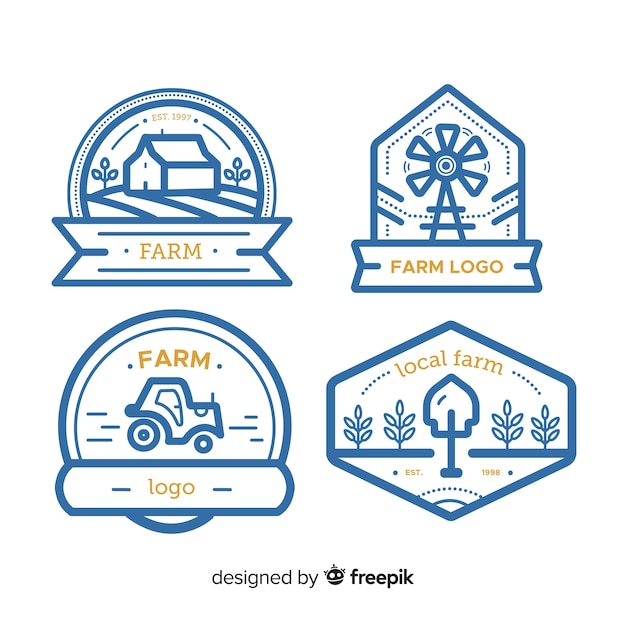 Flat farm logo collection