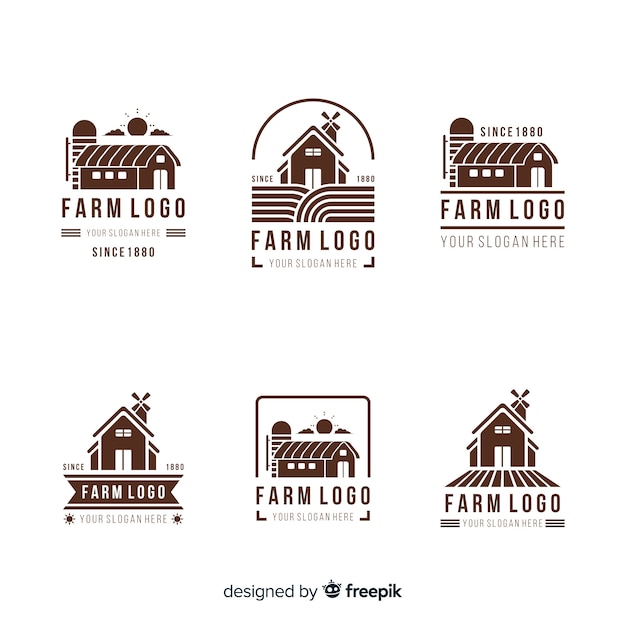 Flat farm logo collection