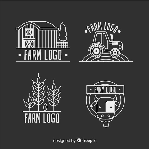 Flat farm logo collection