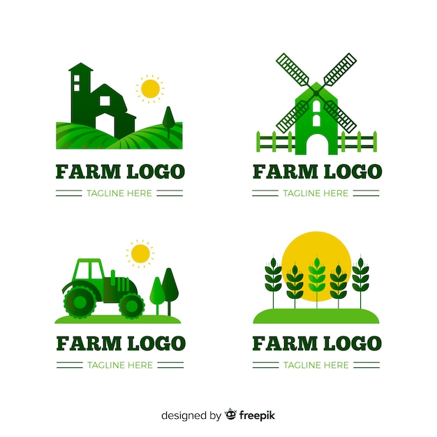 Free vector flat farm logo collection