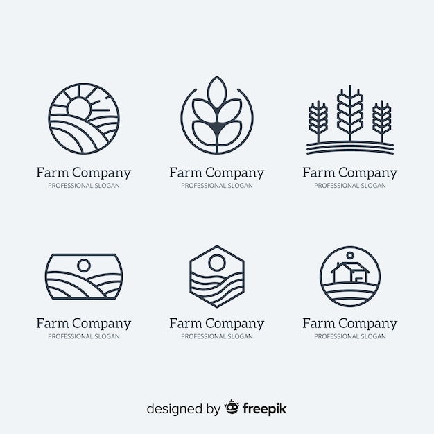 Flat farm logo collection