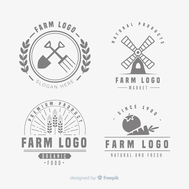 Free Vector flat farm logo template collection