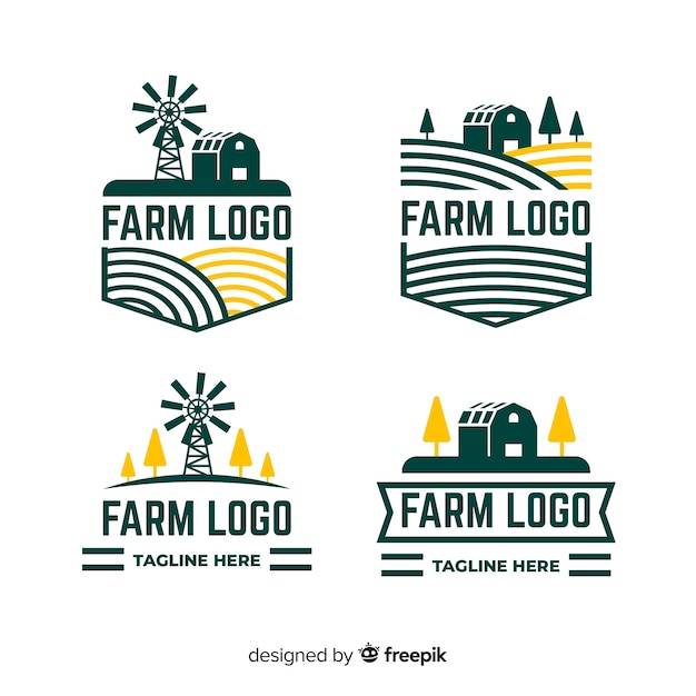 Free Vector flat farm logo template collection