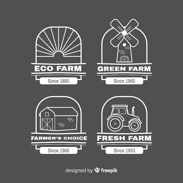 Flat farm logo template collection