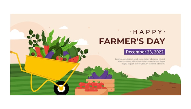 Free Vector flat farmer's day celebration horizontal banner template